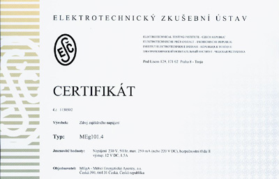 MEg202.5 Certifikát EZÚ